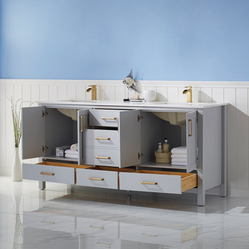 Everly Quinn Ryland 72'' Double Bathroom Vanity with Stone Top